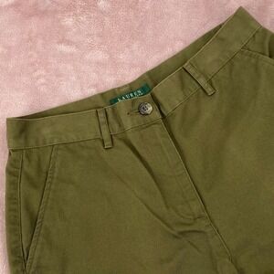 Lauren Ralph Lauren Womens Size 4 Olive Green Cotton Twill Chino Shorts Casual